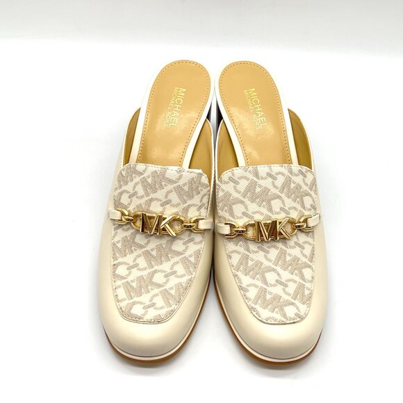 MICHAEL Michael Kors Womens Size 6.5 Cream Leather Heels Mules Clogs Shoes - Picture 3 of 14